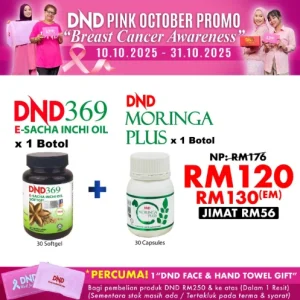 Imej produk 1 BOTOL DND MORINGA PLUS (30 BIJI CAPSULE) + 1 BOTOL DND ESIO (30 BIJI SOFTGEL)
