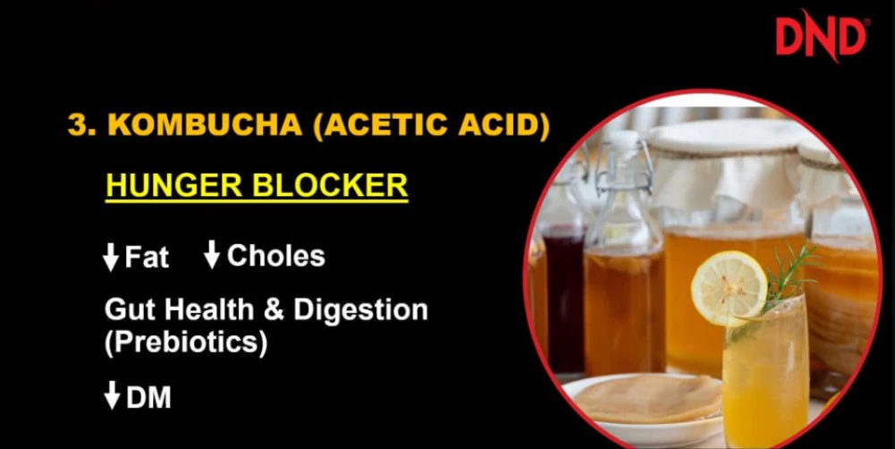 Poster penerangan produk Kandungan DND Lite Kombucha Acetic Acid