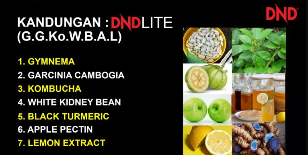 Poster penerangan produk Kandungan DND Lite