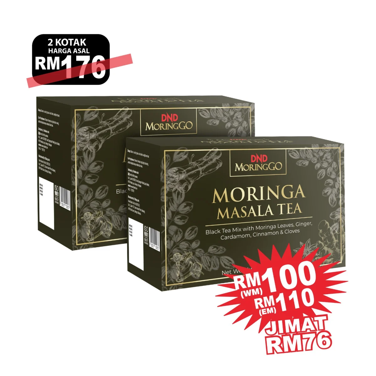 Imej produk DND MORINGGO MORINGA MASALA TEA (20 SACHETS X 2.5g) X 2 KOTAK
