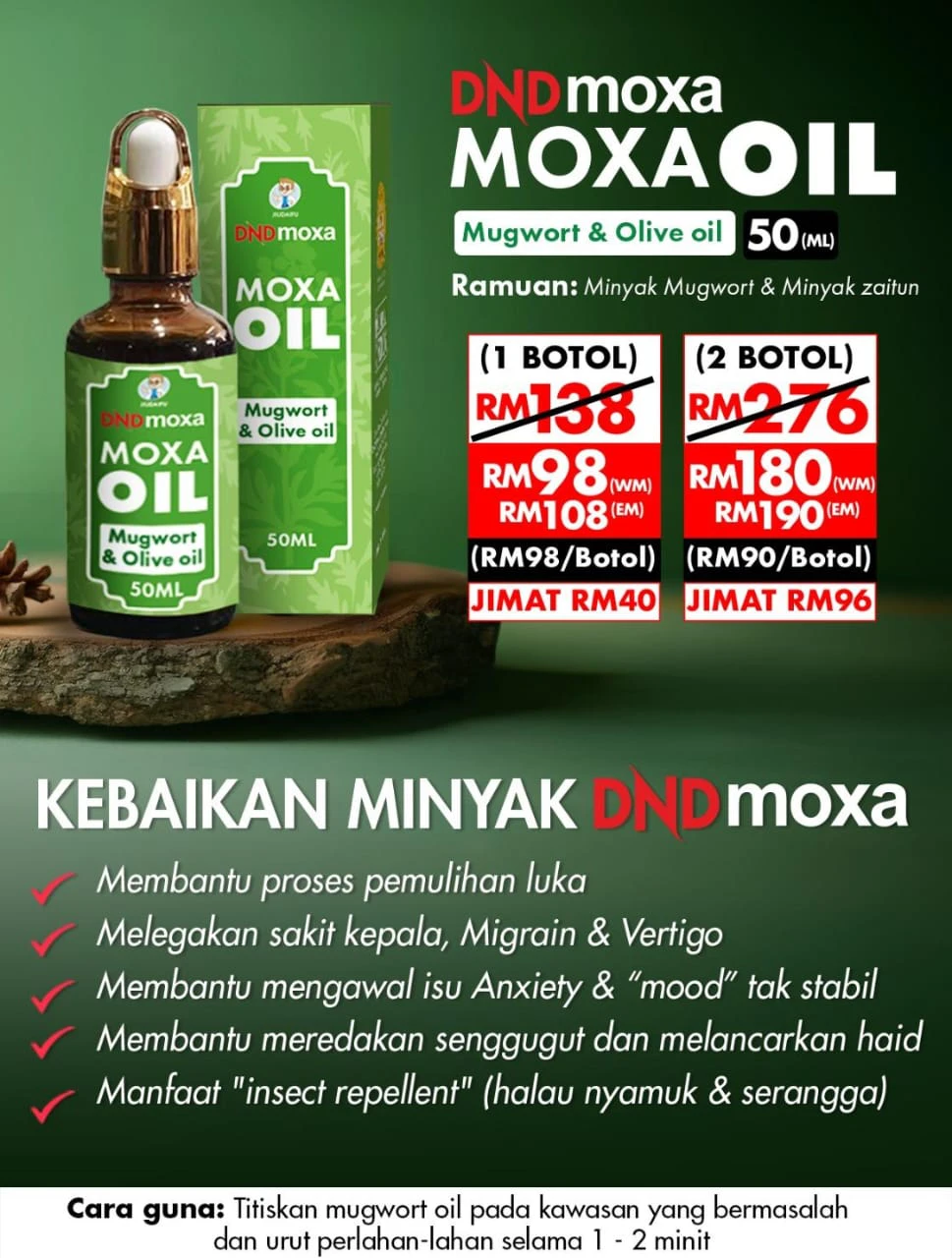 Poster penerangan produk DND Moxa Oil