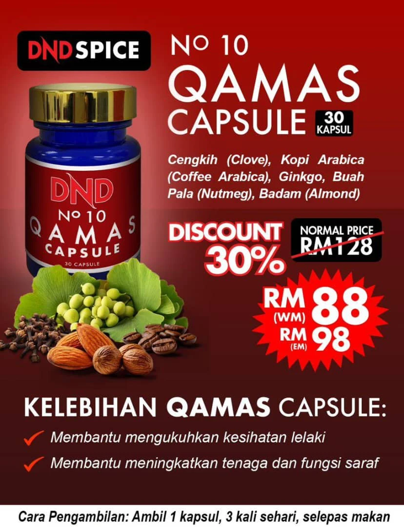 Poster penerangan produk DND No 10 Qamas Capsule