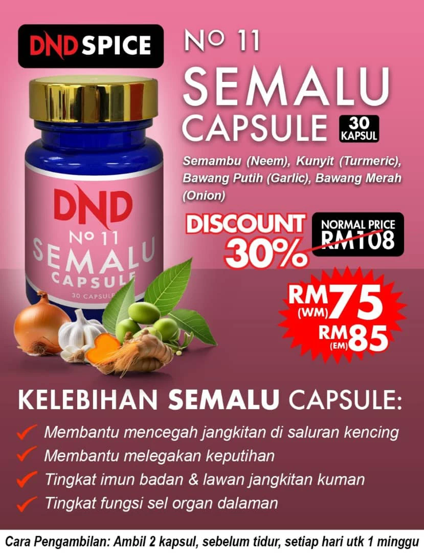Poster penerangan produk DND No 11 Semalu Capsule