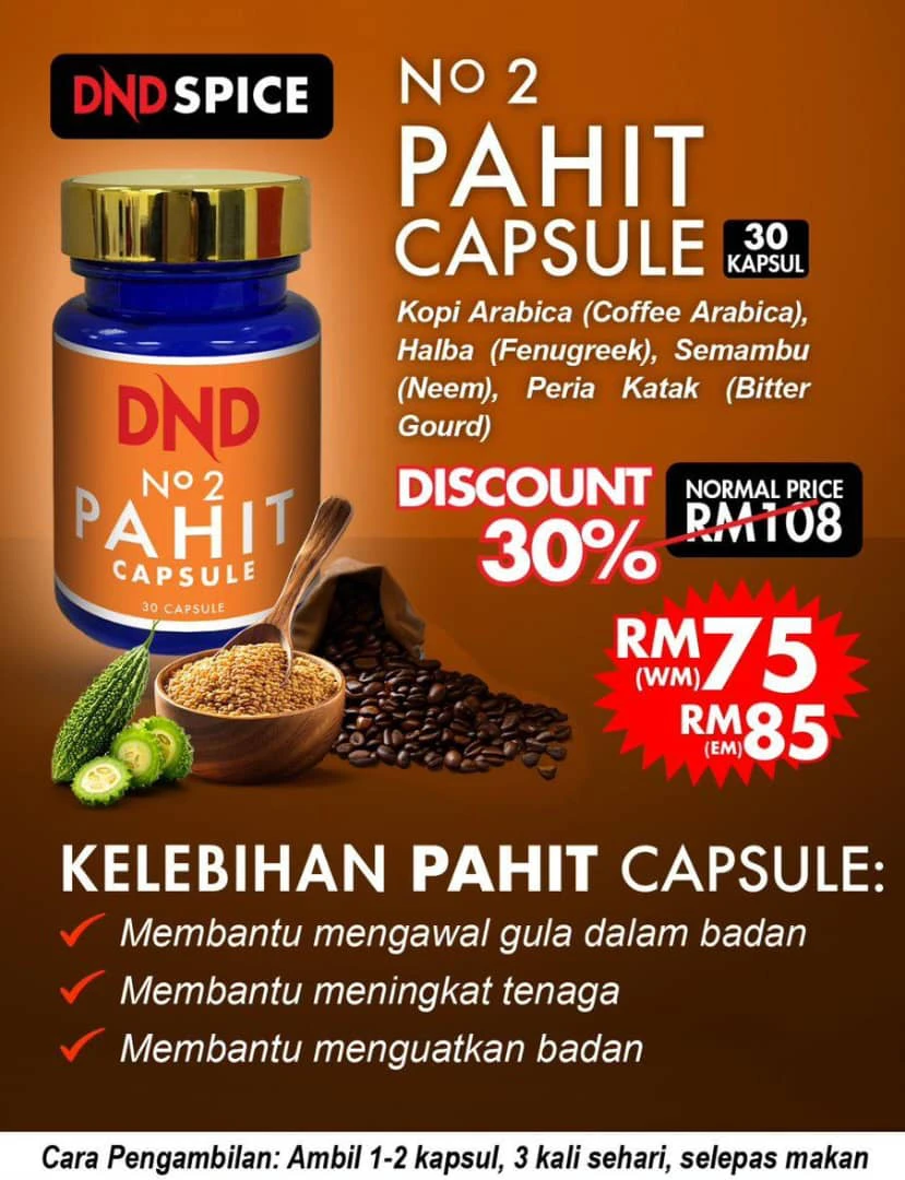 Poster penerangan produk DND No 2 Pahit Capsule