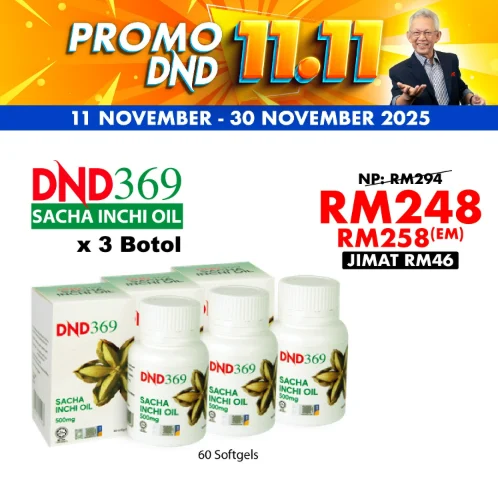 Imej produk DND369 SACHA INCHI OIL (60 VEGE SOFTGEL) X 3 BOTOL